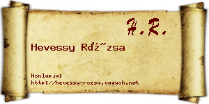 Hevessy Rózsa névjegykártya